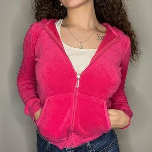 Hot Pink Vintage Juicy Couture Velour Zip Up Hoodie